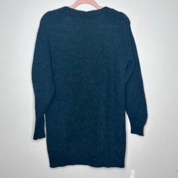 Fuzzy Chunky Green Cardigan Sweater Womens M Pockets Cozy V Neck Warm - Picture 2 of 5